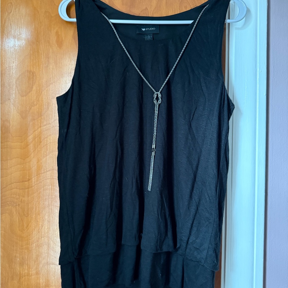 AB Studio Black Blouse with Silver Trim